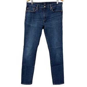 GAP Denim Straight Leg Jeans Mens 34x34 Blue Dark Wash Cotton Blend Work Ranch